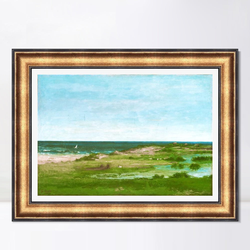 INVIN ART Framed Canvas Art Giclee Print Coast Scene, 1854 by Gustave Courbet Wall Art