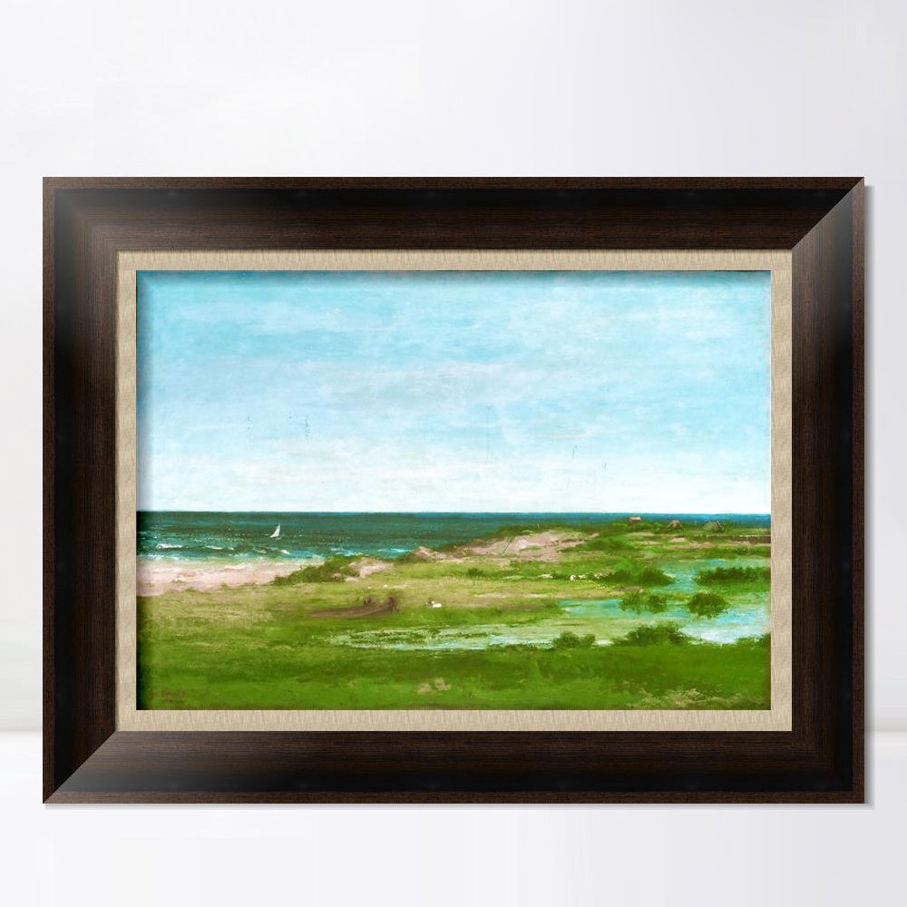 INVIN ART Framed Canvas Art Giclee Print Coast Scene, 1854 by Gustave Courbet Wall Art