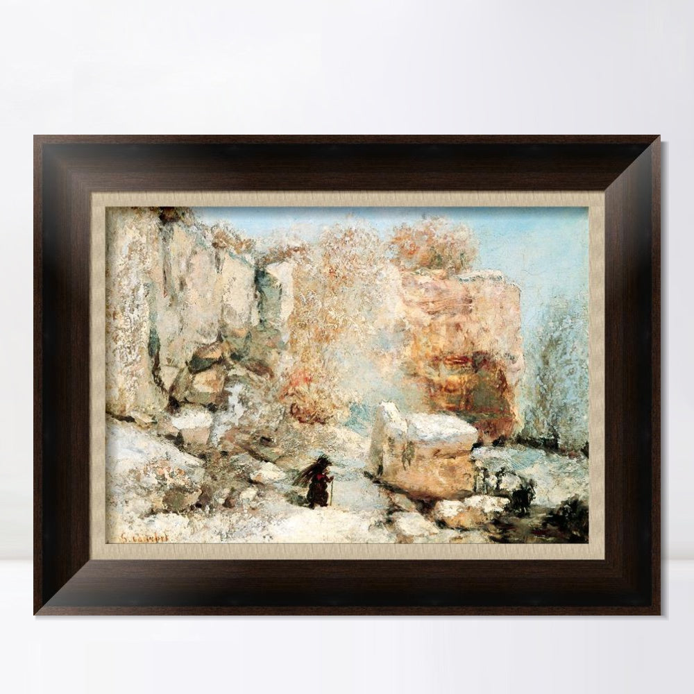 INVIN ART Framed Canvas Art Giclee Print Snow Effect in a Quarry by Gustave Courbet Wall Art