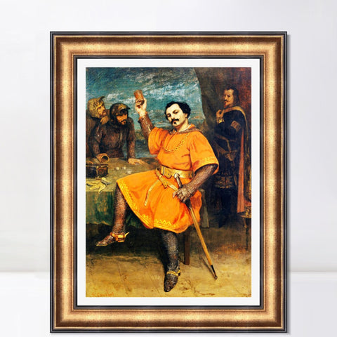 INVIN ART Framed Canvas Art Giclee Print Louis Gueymard (1822-1880) as Robert le Diable by Gustave Courbet Wall Art Living Room Home Office Decorations