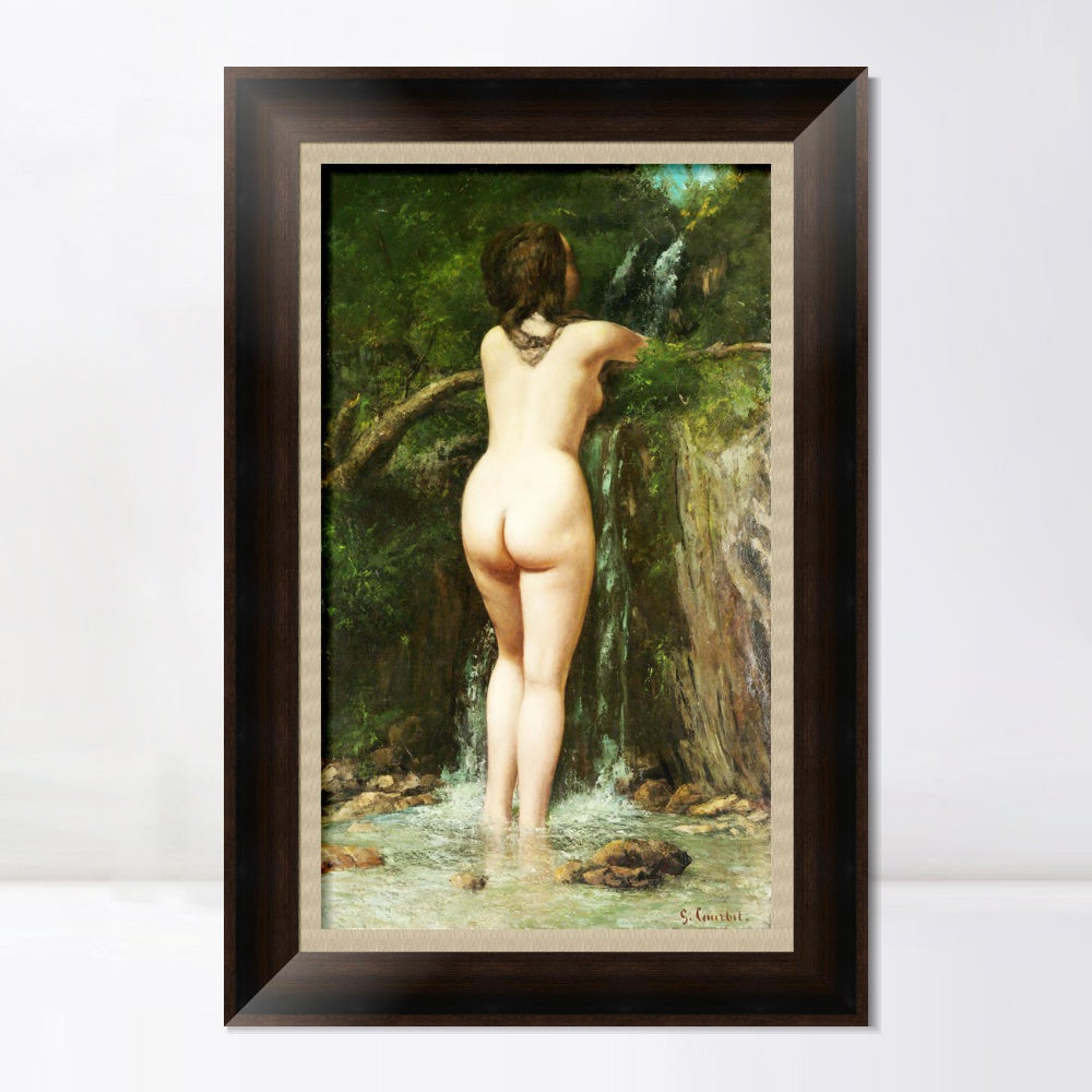 INVIN ART Framed Canvas Art Giclee Print La sorgente (1862) by Gustave Courbet Wall Art