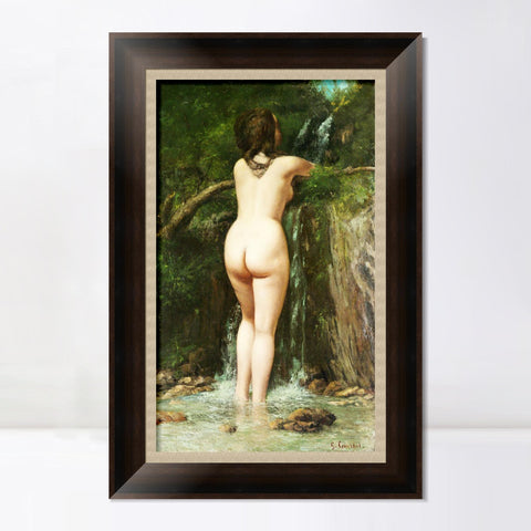 INVIN ART Framed Canvas Art Giclee Print La sorgente (1862) by Gustave Courbet Wall Art Living Room Home Office Decorations