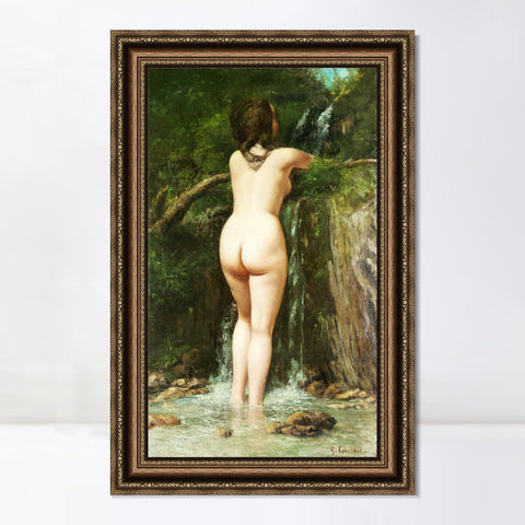INVIN ART Framed Canvas Art Giclee Print La sorgente (1862) by Gustave Courbet Wall Art Living Room Home Office Decorations