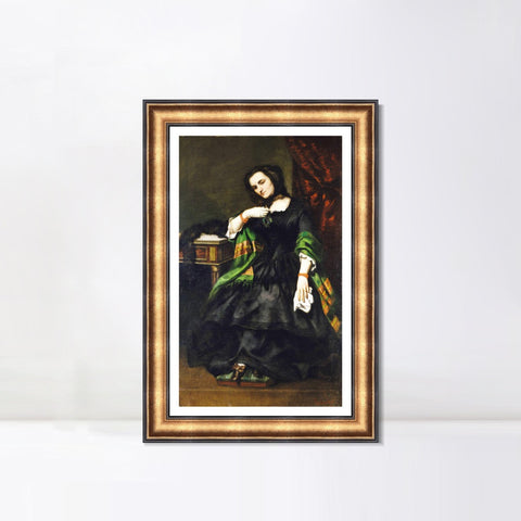 INVIN ART Framed Canvas Art Giclee Print Madame Auguste Cuoq (Mathilde Desportes, 1827-1910) by Gustave Courbet Wall Art Office Decorations