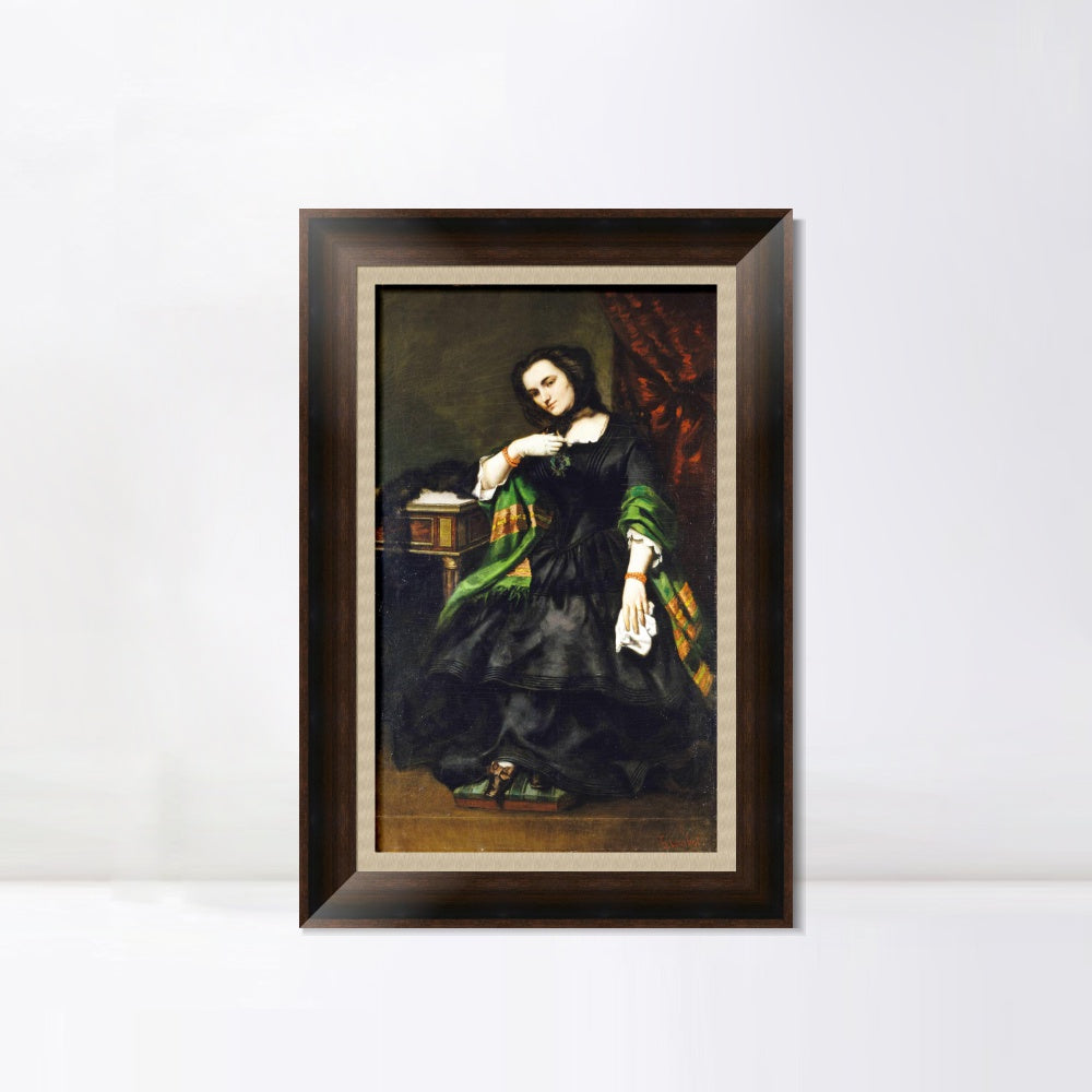 INVIN ART Framed Canvas Art Giclee Print Madame Auguste Cuoq (Mathilde Desportes, 1827-1910) by Gustave Courbet Wall Art Office Decorations