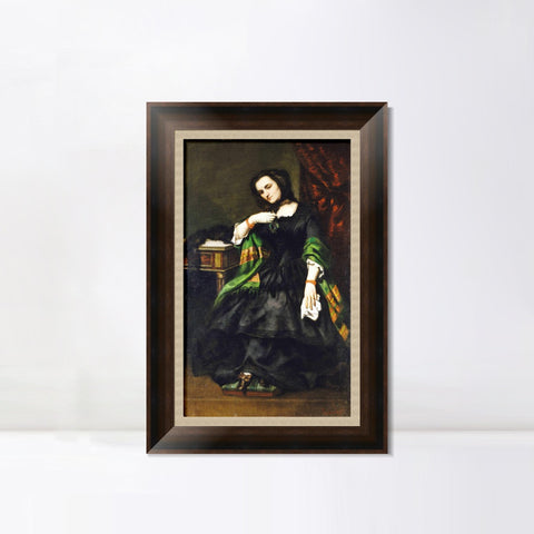 INVIN ART Framed Canvas Art Giclee Print Madame Auguste Cuoq (Mathilde Desportes, 1827-1910) by Gustave Courbet Wall Art Office Decorations