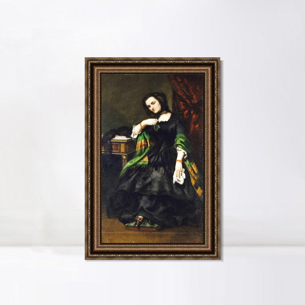 INVIN ART Framed Canvas Art Giclee Print Madame Auguste Cuoq (Mathilde Desportes, 1827-1910) by Gustave Courbet Wall Art Office Decorations