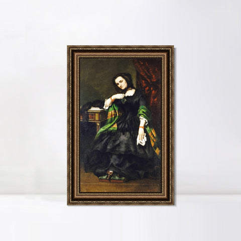 INVIN ART Framed Canvas Art Giclee Print Madame Auguste Cuoq (Mathilde Desportes, 1827-1910) by Gustave Courbet Wall Art Office Decorations