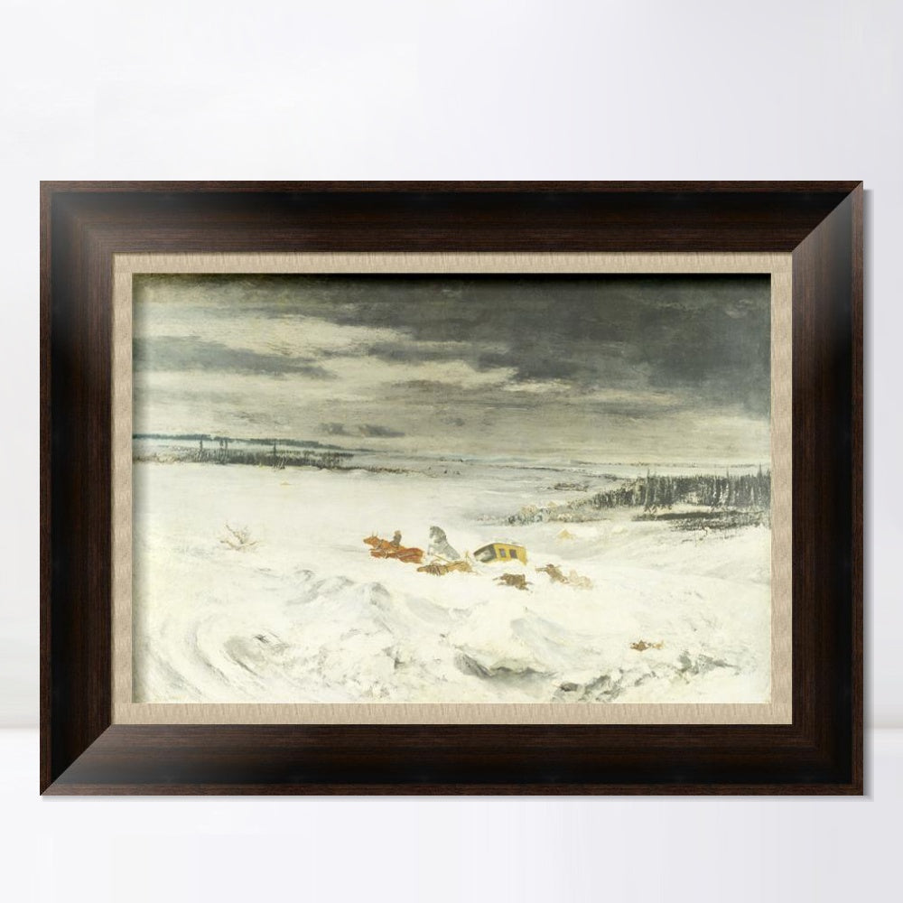 INVIN ART Framed Canvas Art Giclee Print The Diligence in the Snow, 1860 by Gustave Courbet Wall Art