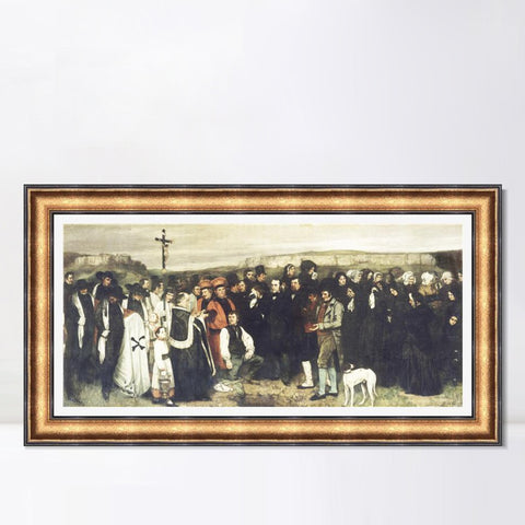 INVIN ART Framed Canvas Art Giclee Print Burial at Ornans by Gustave Courbet Wall Art Living Room Home Office Decorations