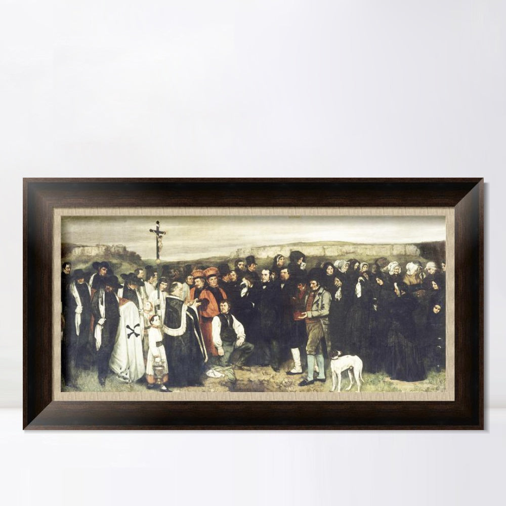 INVIN ART Framed Canvas Art Giclee Print Burial at Ornans by Gustave Courbet Wall Art