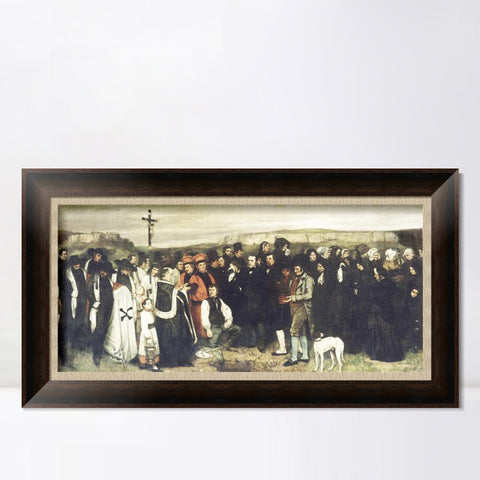 INVIN ART Framed Canvas Art Giclee Print Burial at Ornans by Gustave Courbet Wall Art Living Room Home Office Decorations