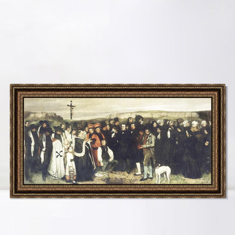 INVIN ART Framed Canvas Art Giclee Print Burial at Ornans by Gustave Courbet Wall Art Living Room Home Office Decorations