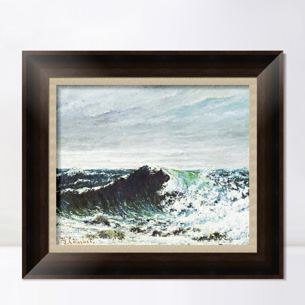 INVIN ART Framed Canvas Art Giclee Print The Wave by Gustave Courbet Wall Art