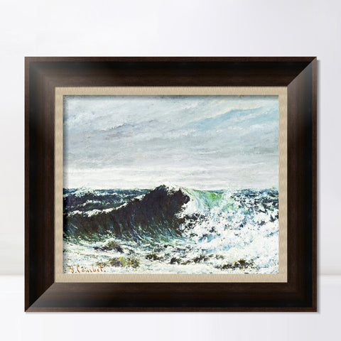 INVIN ART Framed Canvas Art Giclee Print The Wave by Gustave Courbet Wall Art Living Room Home Office Decorations