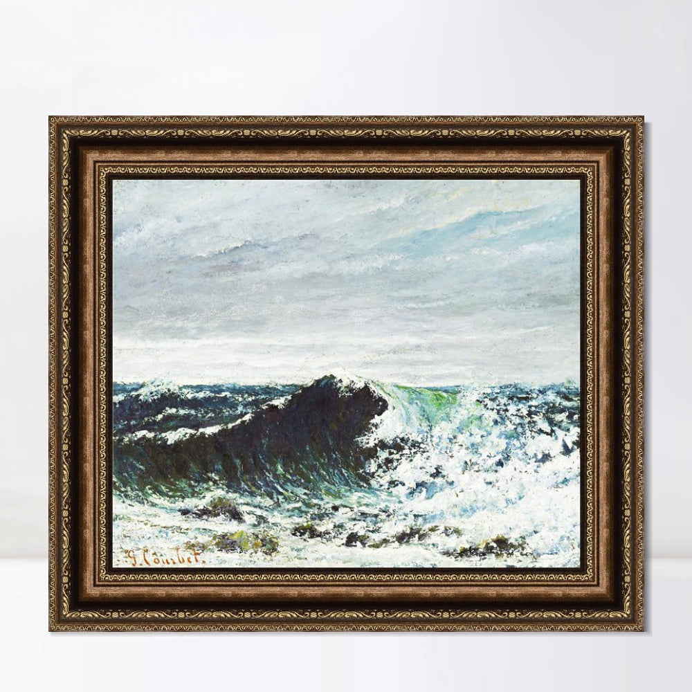 INVIN ART Framed Canvas Art Giclee Print The Wave by Gustave Courbet Wall Art