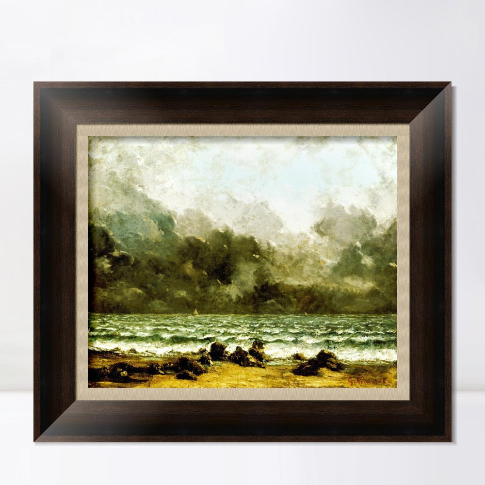 INVIN ART Framed Canvas Art Giclee Print The Sea by Gustave Courbet Wall Art