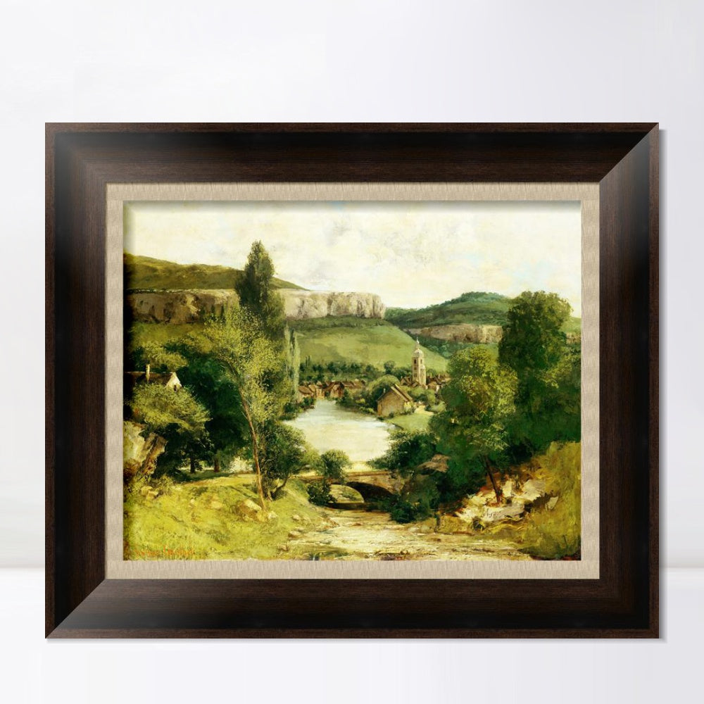 INVIN ART Framed Canvas Art Giclee Print View of Ornans by Gustave Courbet Wall Art