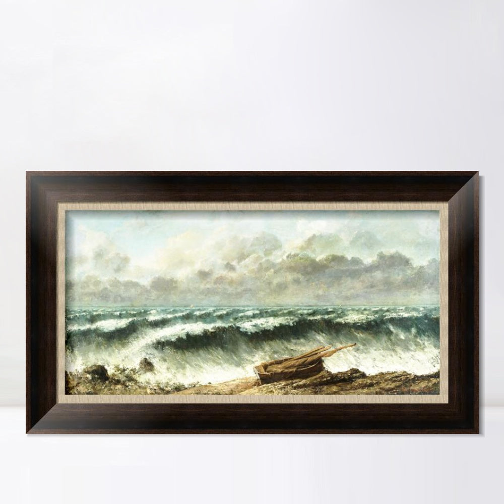 INVIN ART Framed Canvas Art Giclee Print Vagues by Gustave Courbet Wall Art