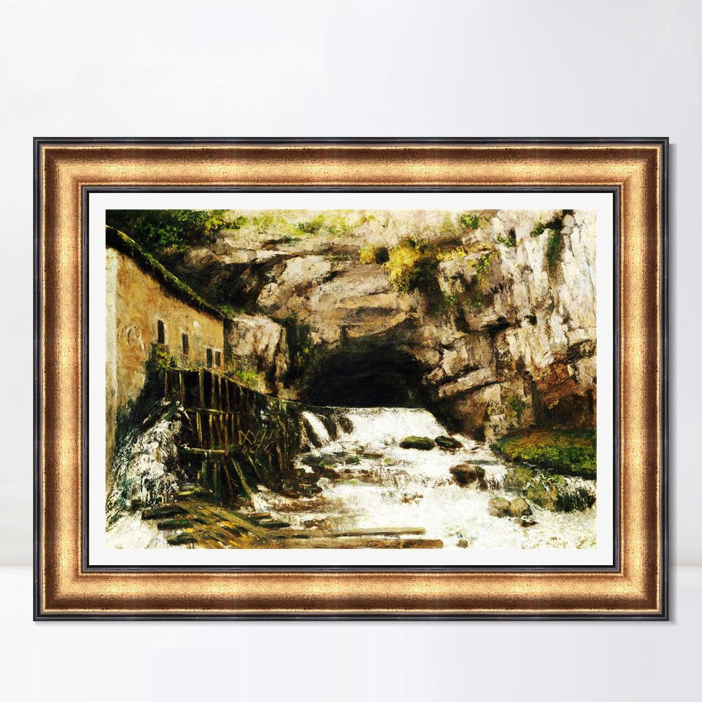 INVIN ART Framed Canvas Art Giclee Print The Source of the Loue, 1864 by Gustave Courbet Wall Art