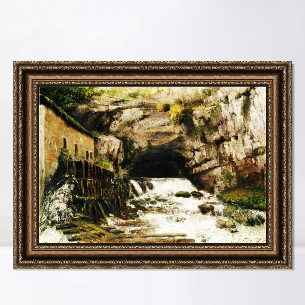 INVIN ART Framed Canvas Art Giclee Print The Source of the Loue, 1864 by Gustave Courbet Wall Art