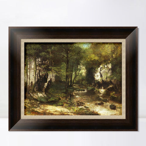 INVIN ART Framed Canvas Art Giclee Print The Stream (Le Ruisseau du Puits-Noir)(vallée de la Loue), 1855 by Gustave Courbet Wall Decorations