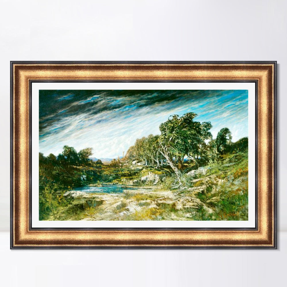 INVIN ART Framed Canvas Art Giclee Print The Gust of Wind, c. 1865 by Gustave Courbet Wall Art