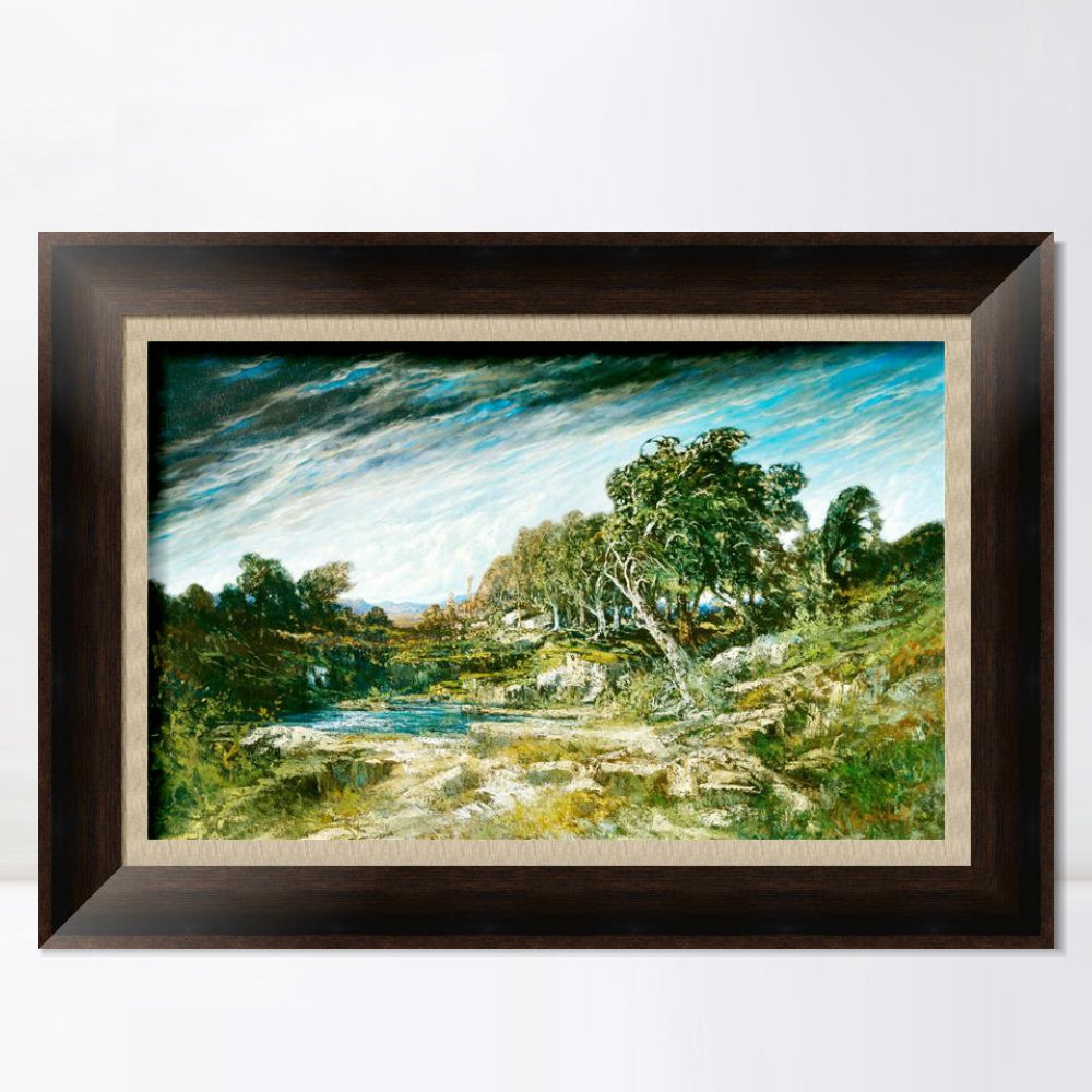 INVIN ART Framed Canvas Art Giclee Print The Gust of Wind, c. 1865 by Gustave Courbet Wall Art