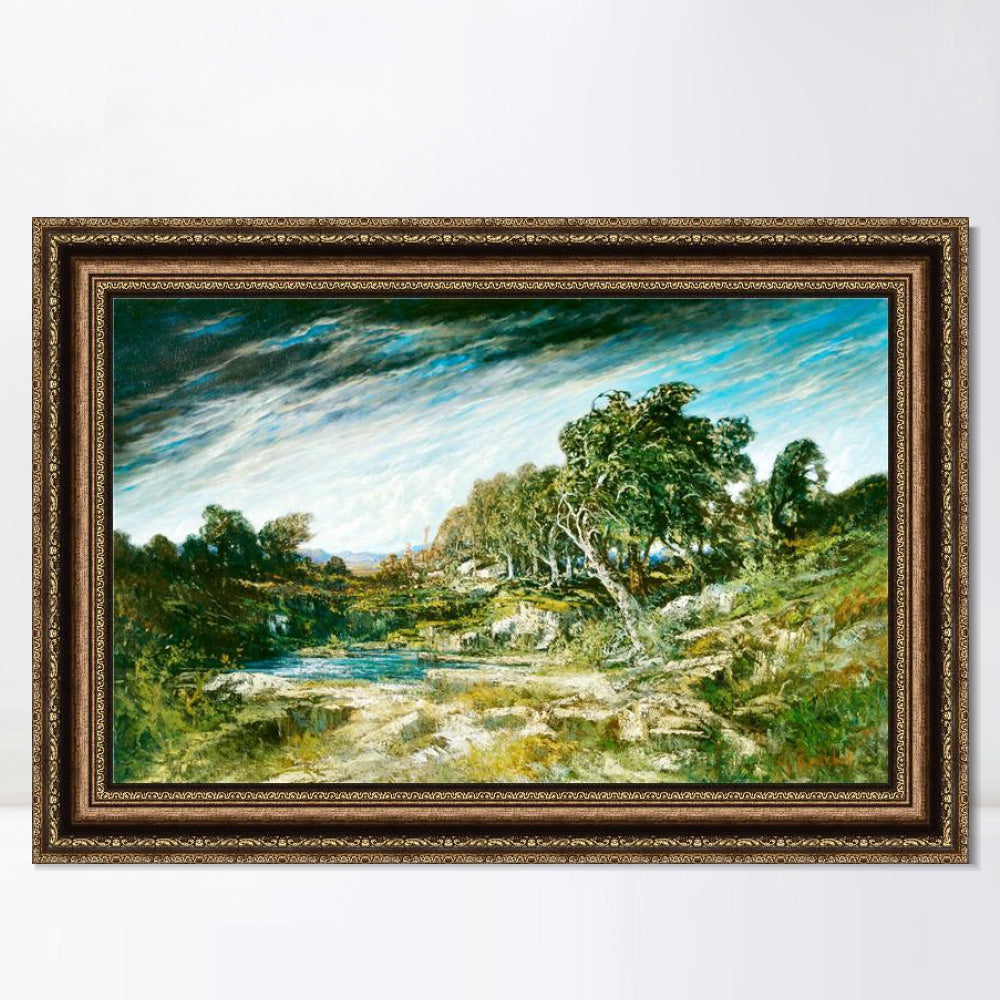 INVIN ART Framed Canvas Art Giclee Print The Gust of Wind, c. 1865 by Gustave Courbet Wall Art
