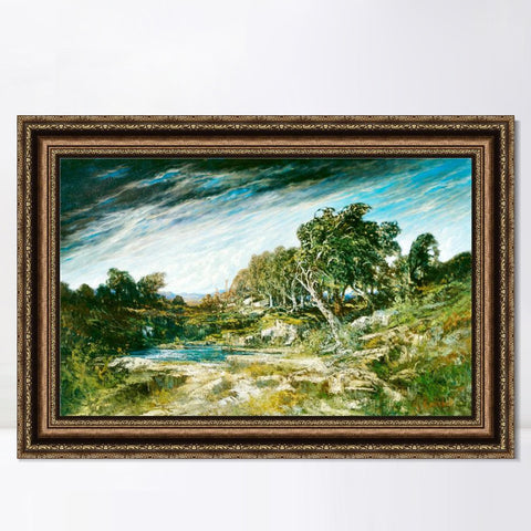 INVIN ART Framed Canvas Art Giclee Print The Gust of Wind, c. 1865 by Gustave Courbet Wall Art Living Room Home Office Decorations