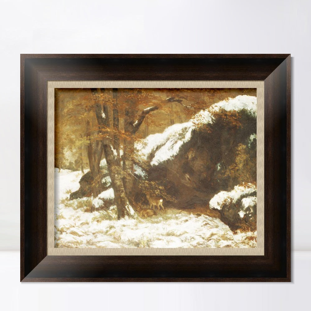INVIN ART Framed Canvas Art Giclee Print The Deer, ca. 1865 by Gustave Courbet Wall Art