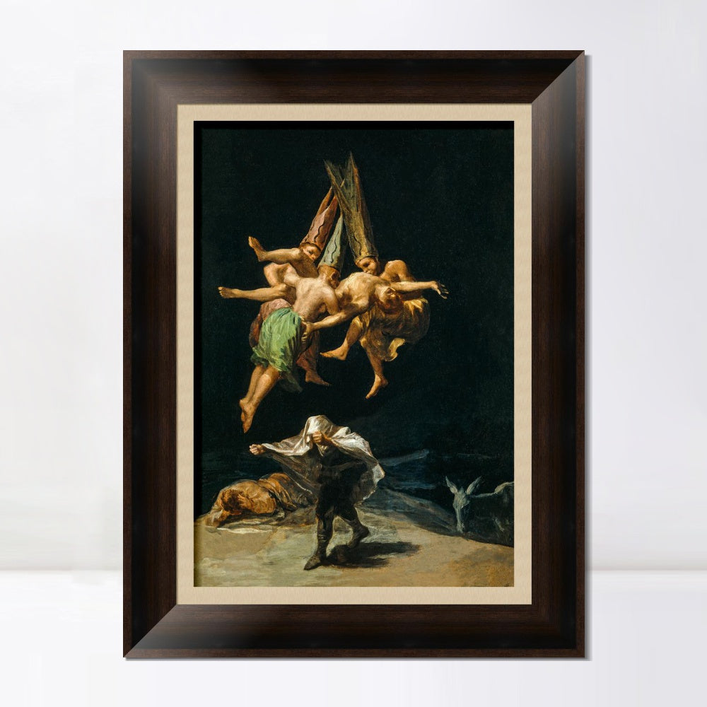 INVIN ART Framed Canvas Art Giclee Print The Witches Flight 1798 by Francisco De Goya Wall Art