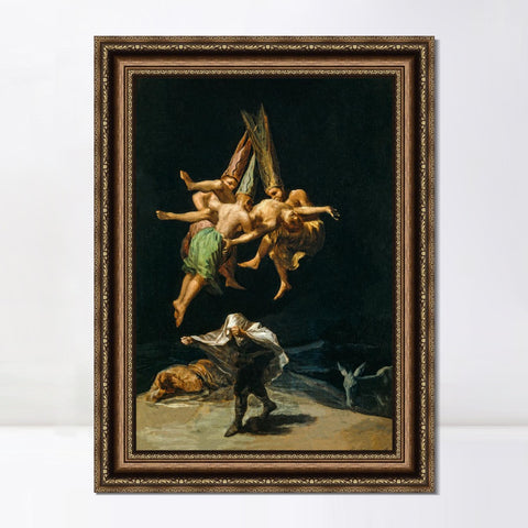 INVIN ART Framed Canvas Art Giclee Print The Witches Flight 1798 by Francisco De Goya Wall Art Living Room Home Office Decorations