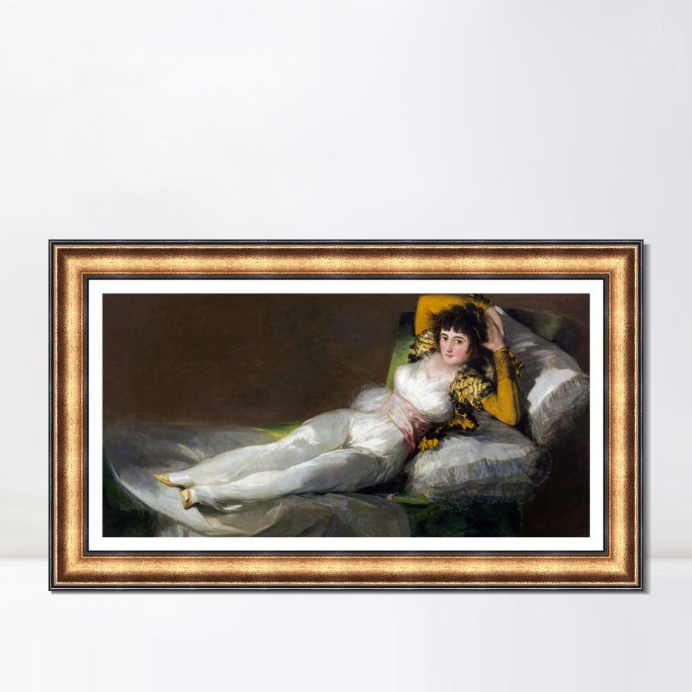 INVIN ART Framed Canvas Art Giclee Print Maja Ubrana by Francisco De Goya Wall Art