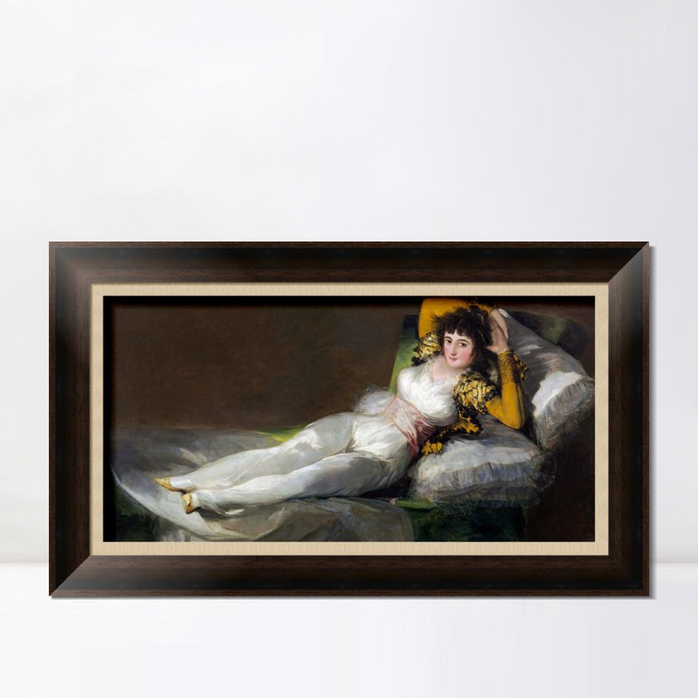 INVIN ART Framed Canvas Art Giclee Print Maja Ubrana by Francisco De Goya Wall Art