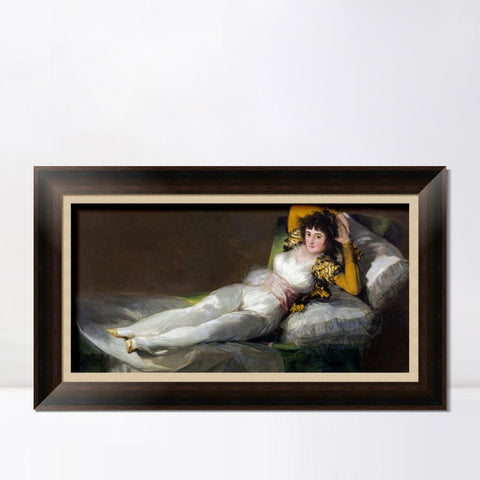 INVIN ART Framed Canvas Art Giclee Print Maja Ubrana by Francisco De Goya Wall Art Living Room Home Office Decorations