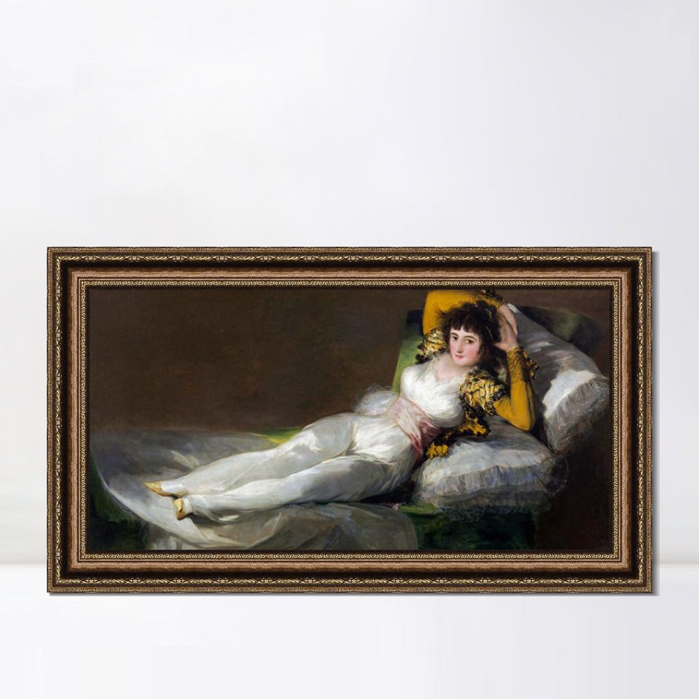 INVIN ART Framed Canvas Art Giclee Print Maja Ubrana by Francisco De Goya Wall Art