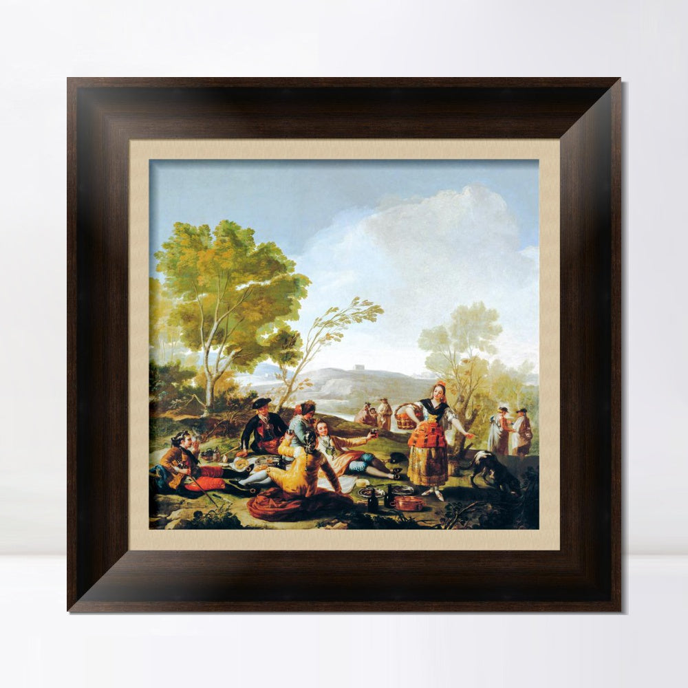 INVIN ART Framed Canvas Art Giclee Print La merienda a orilla del Manzanares by Francisco De Goya Wall Art