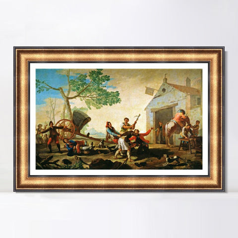 INVIN ART Framed Canvas Art Giclee Print Quarrel in the tavern Venta Nueva (1779) by Francisco De Goya Wall Art Living Room Home Office Decorations