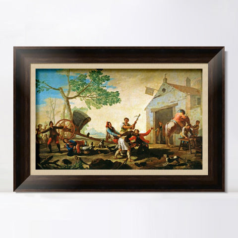 INVIN ART Framed Canvas Art Giclee Print Quarrel in the tavern Venta Nueva (1779) by Francisco De Goya Wall Art Living Room Home Office Decorations