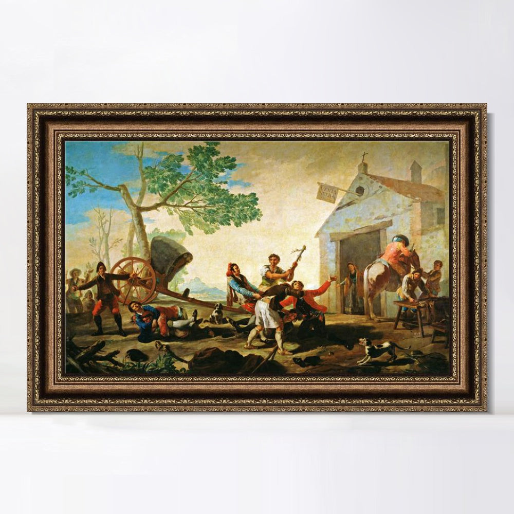 INVIN ART Framed Canvas Art Giclee Print Quarrel in the tavern Venta Nueva (1779) by Francisco De Goya Wall Art
