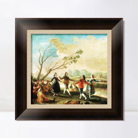 INVIN ART Framed Canvas Art Giclee Print Dance on The Banks of The River Manzanares by Francisco De Goya Wall Art Living Room Home Office Decorations