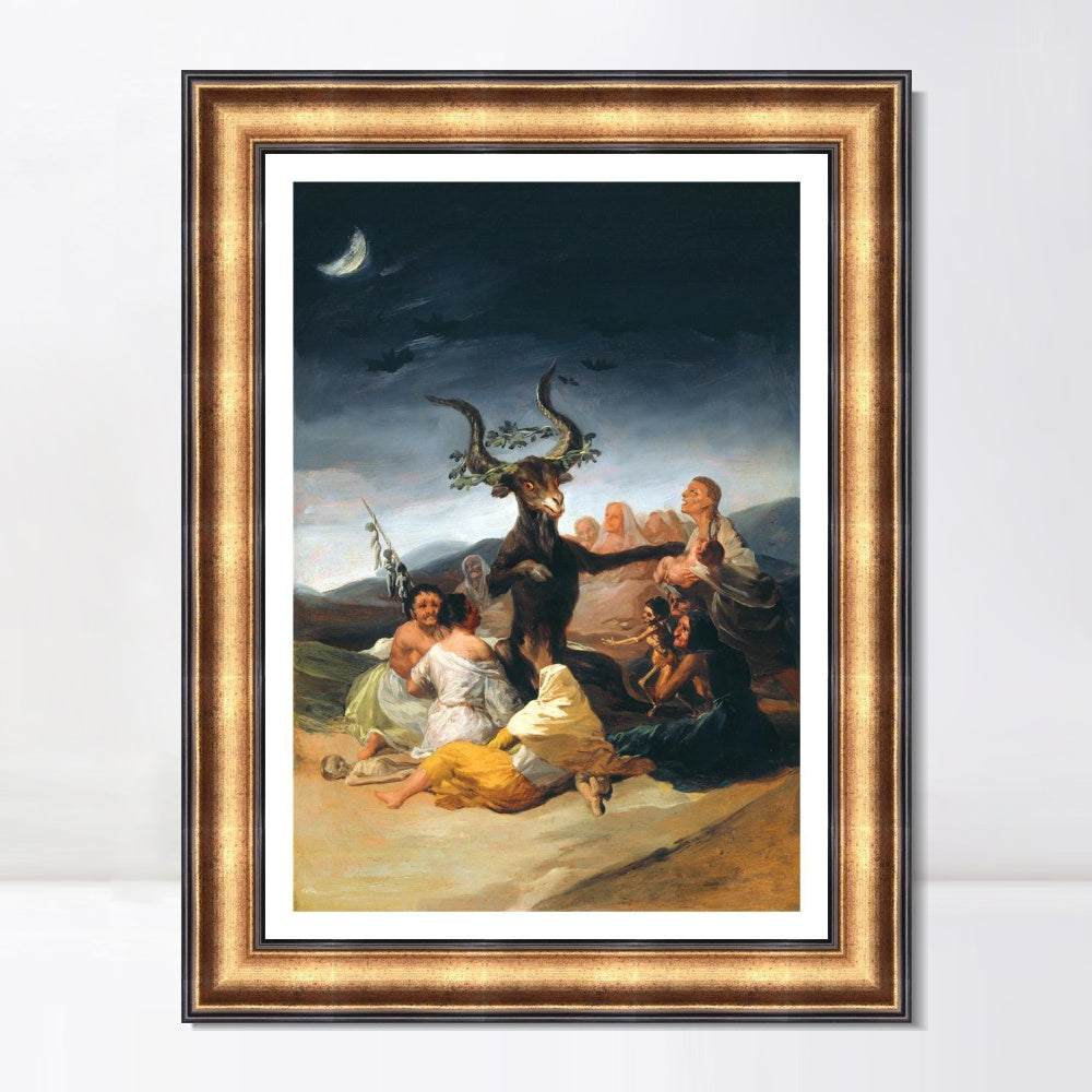 INVIN ART Framed Canvas Art Giclee Print The Sabbath of Witches by Francisco De Goya Wall Art