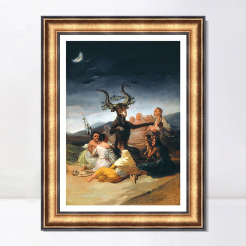 INVIN ART Framed Canvas Art Giclee Print The Sabbath of Witches by Francisco De Goya Wall Art Living Room Home Office Decorations