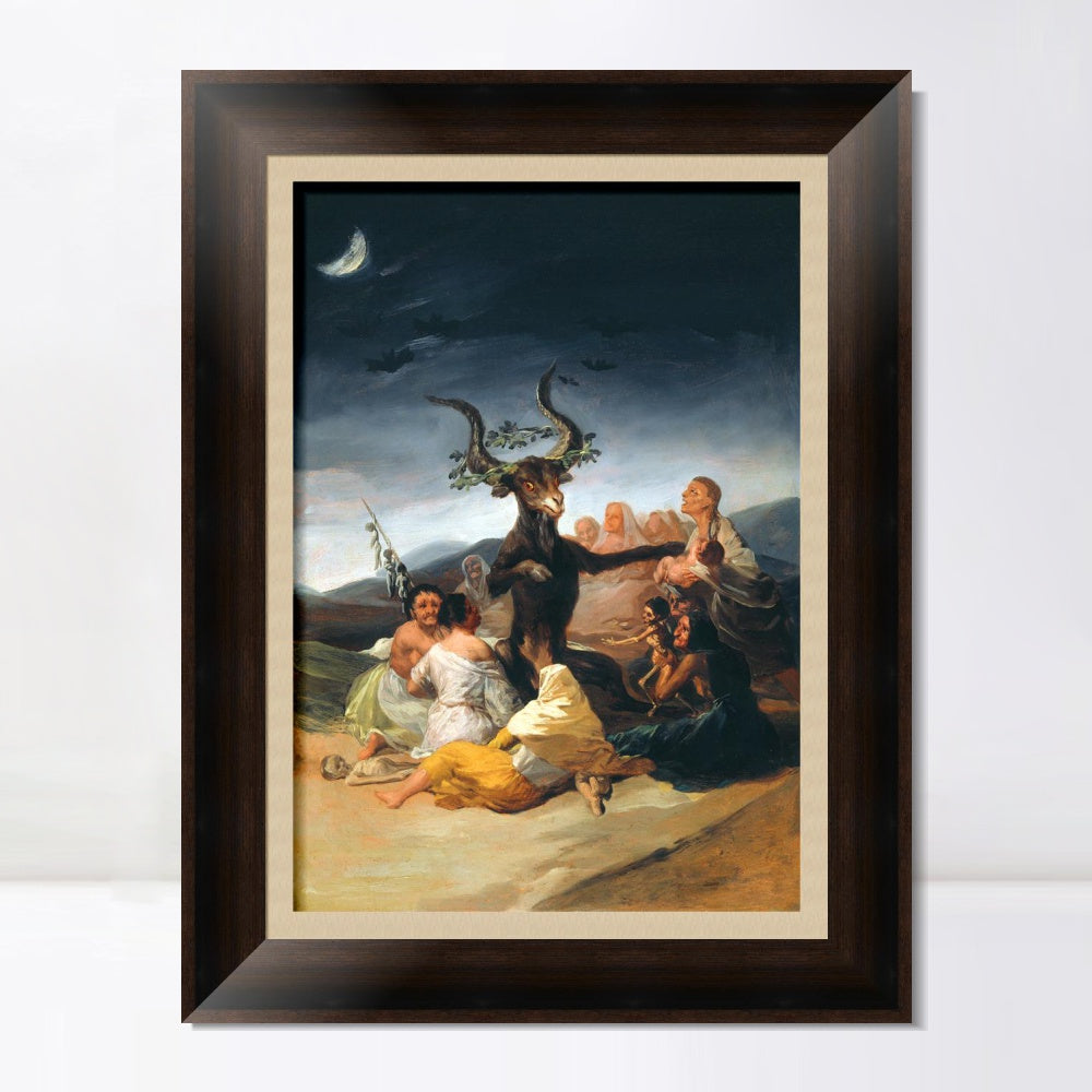 INVIN ART Framed Canvas Art Giclee Print The Sabbath of Witches by Francisco De Goya Wall Art