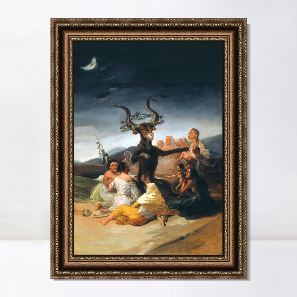 INVIN ART Framed Canvas Art Giclee Print The Sabbath of Witches by Francisco De Goya Wall Art