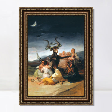 INVIN ART Framed Canvas Art Giclee Print The Sabbath of Witches by Francisco De Goya Wall Art Living Room Home Office Decorations