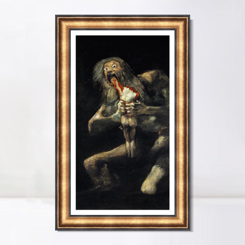 INVIN ART Framed Canvas Art Giclee Print Saturn Devouring His Son 1823 by Francisco De Goya Wall Art Living Room Home Office Decorations