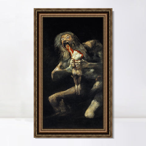 INVIN ART Framed Canvas Art Giclee Print Saturn Devouring His Son 1823 by Francisco De Goya Wall Art Living Room Home Office Decorations