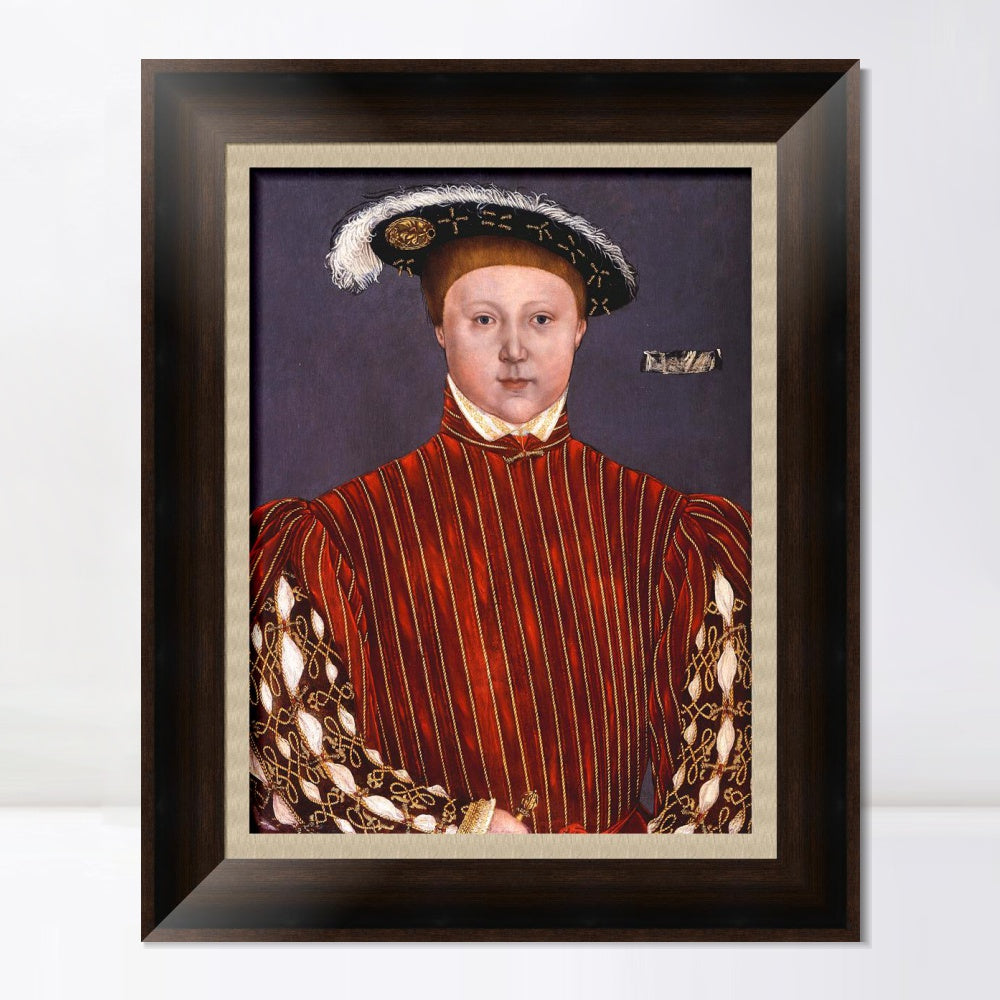 INVIN ART Framed Canvas Art Giclee Print Portrait Of Edward,Prince Of Wales,Later King Edward VI by Hans Holbein the Younger Wall Art